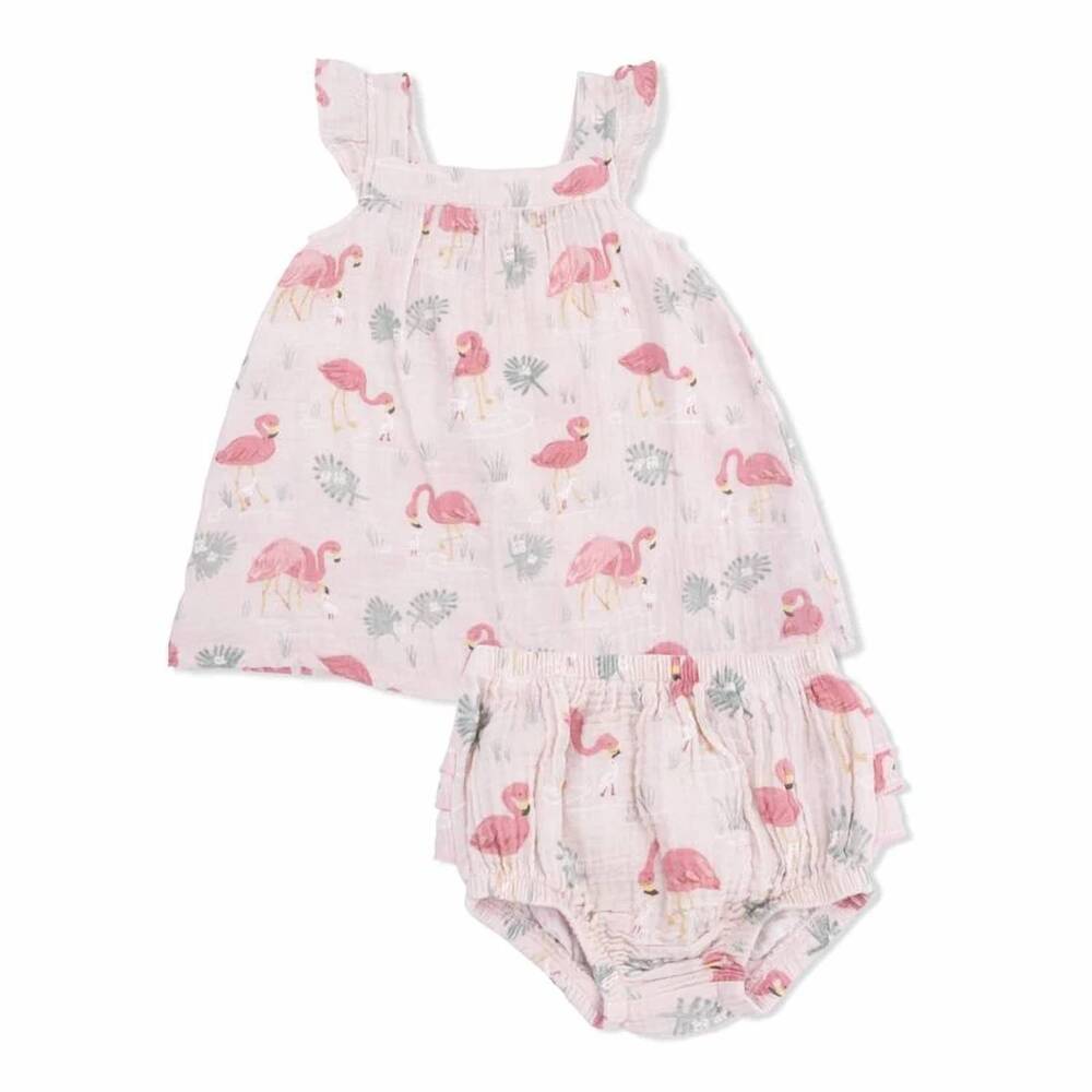 NEW ANGEL DEAR girls sundress & bloomer in flamingos